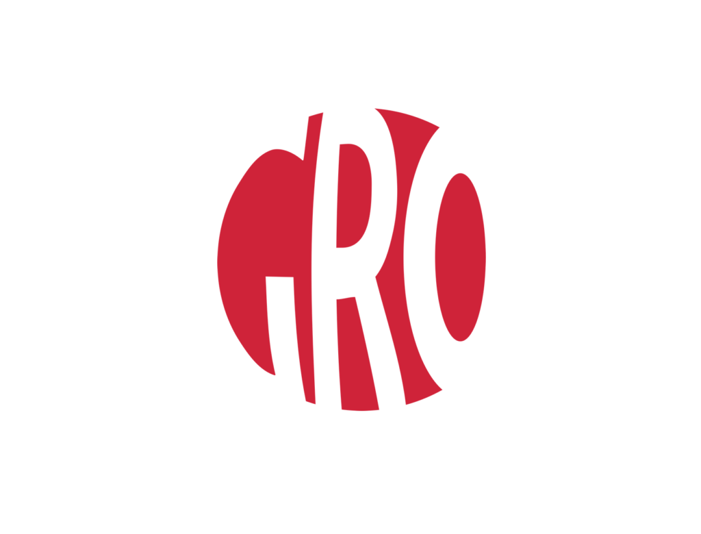 Gro's logo. Gro is typed in white font in a red circle